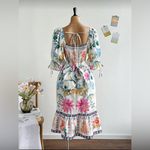 SHEIN White Floral Maxi Dress with Pink & Blue Accents - Picture 2 of 8